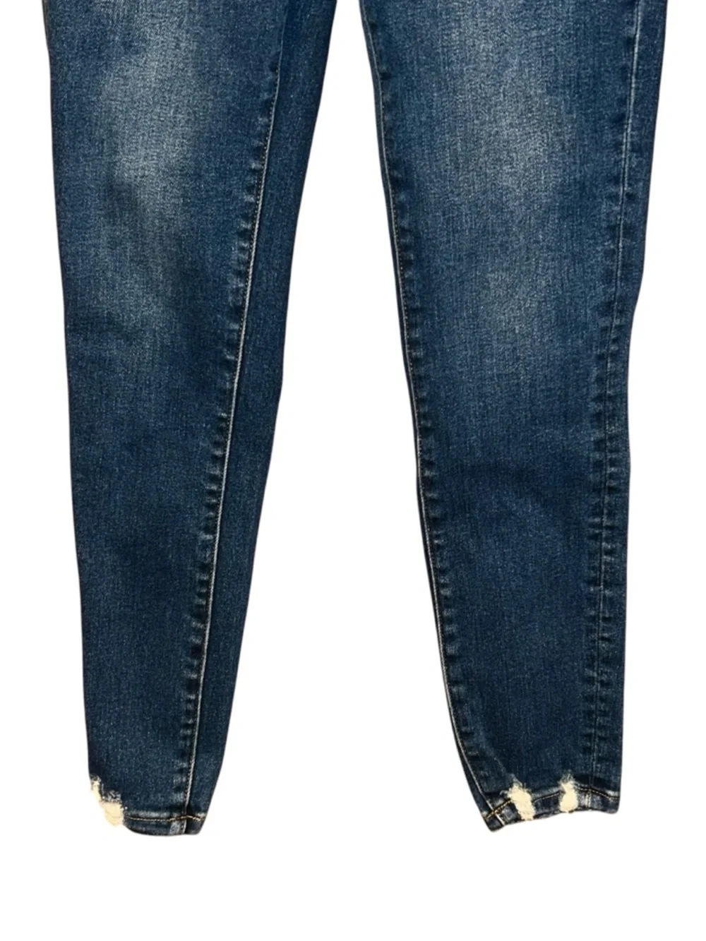 Vervet Blue High Rise Skinny Jeans Women’s Size 26 Dark Wash Stretch Raw Hem‎